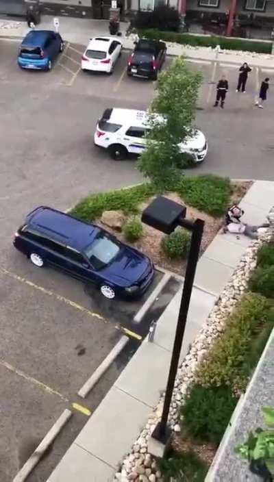 Officer in Alberta, Canada uses excessive force on an old man who isn't resisting. Smacks his head on the ground, then kneels on his head/neck.