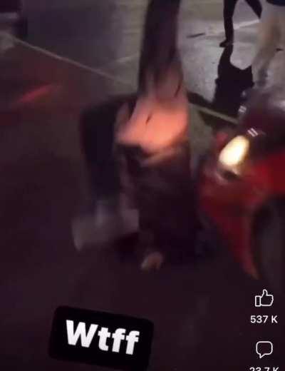 Full scorpion infront of a moving car, nearly crushing his skull