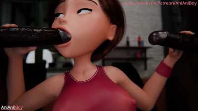 Helen Parr vs BBC - blowjob and creampie