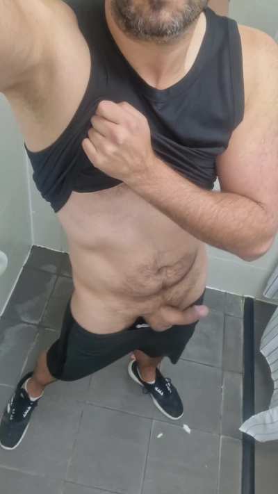C'mon bro, just a quick suck in the locker room - Kal (41) - Check out my profile for more and links to my full home made gay porn videos with my horny boy.