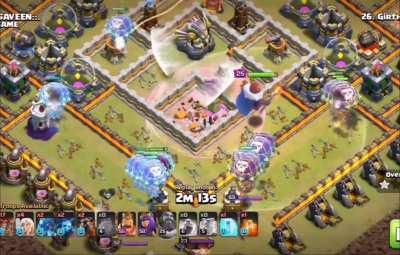 Blimp full of loons + 3 clones + 1 rage + warden ability = Mass destruction. I was told to go for a 2 star due to a mismatch but this got me the 3 star.