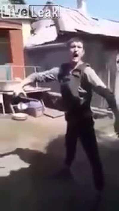 Someting wrong with his aim...!