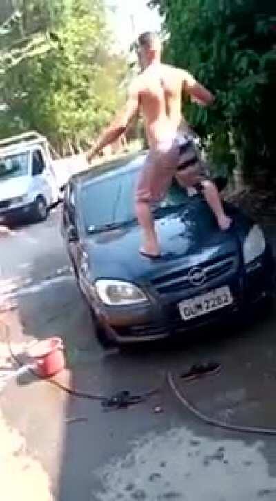Dancing on a wet car