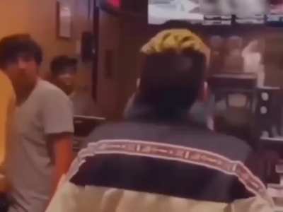 Racist kid get THROWN over fast-food counter!