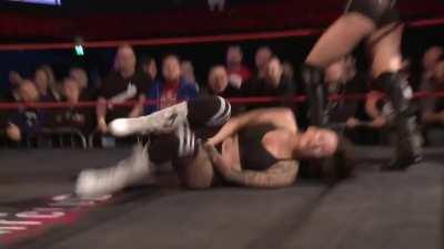 Lana Austin has the rope kicked into her crotch by Kay Lee Ray