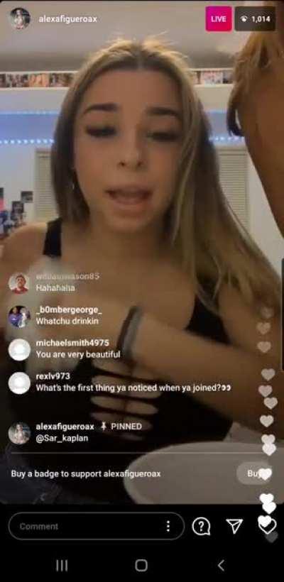 Screen recording from 2020 when she spilled a drink on tits