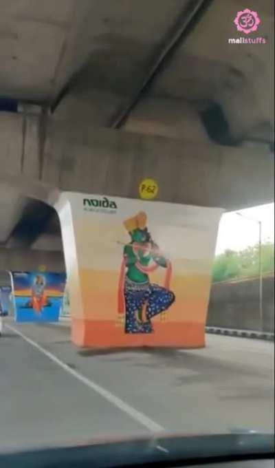 Beautiful Hindu Gods Paintings below flyover of Noida