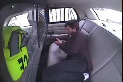 To light the cop car on fire