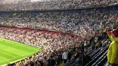 Frankfurt fans celebrate with their team post-game