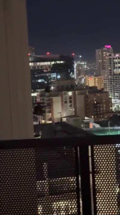 Tons of military helicopters flying right under my balcony with lights off in downtown San Diego last night around 10 pm. Found out it was a military drill from the 911 operator.