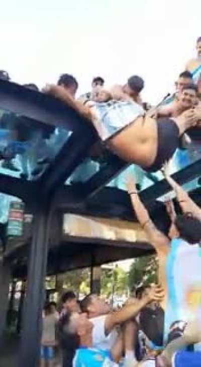 Their camaraderie helped get his ass up there.