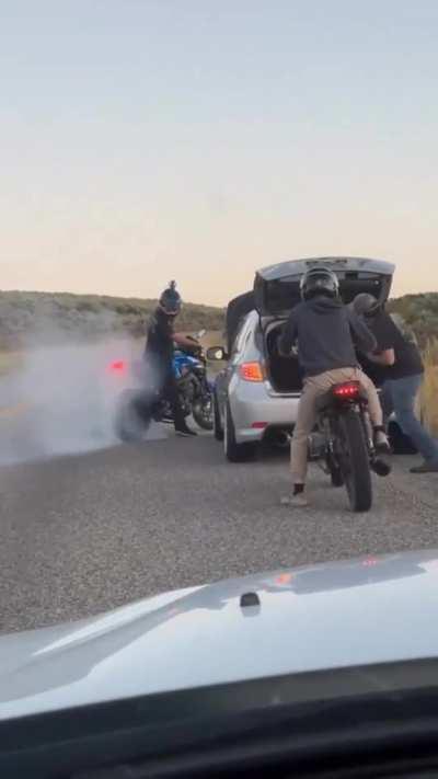 WCGW Doing burnouts close to a car