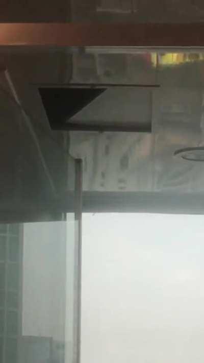 This thing on the ceiling in my apartment’s bathroom is always open even though me and my parents always make sure to close it. This is big enough to fit a person inside and it’s FREAKING my family up.