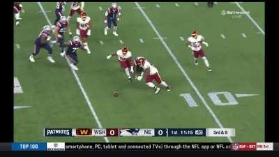 [Highlight] Chase Young powers his way into the backfield before crushing Cam Newton for the fumble