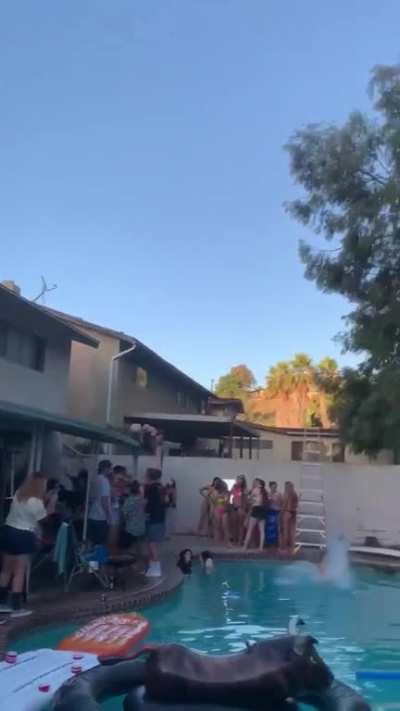 WCGW Attempting the rooftop pool jump without having any athletic prowess