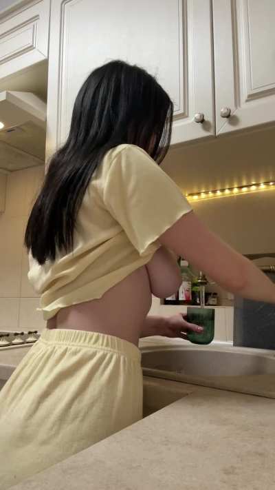 I want you to lick my nipples while I cook you dinner, Daddy