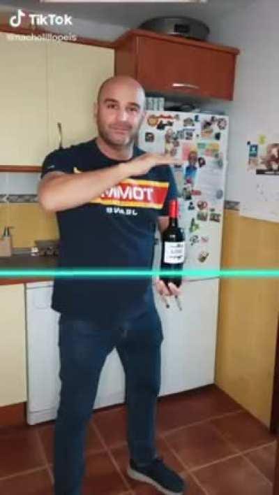 To make floating wine bottle