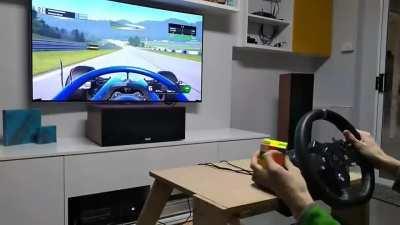 Solving a Rubik's Cube one-handed while doing a sub-par lap around Austria