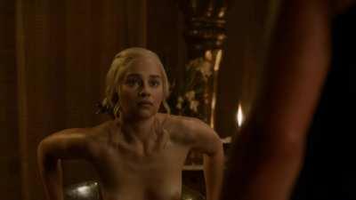 Emilia Clarke proudly presents her tits
