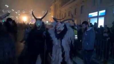 Traditional run of the krampus in Austria