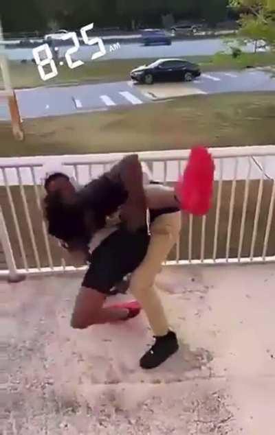 A student was thrown off a school balcony.