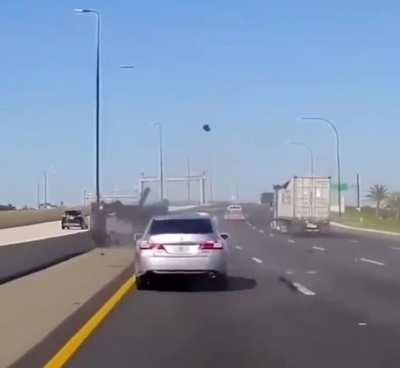 Car sideswipes SUV and sends it out of control.