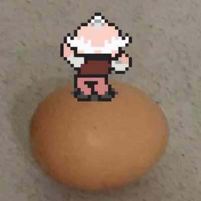 Wess dancing on an egg I made