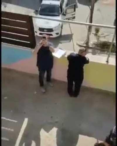 The occupation municipality of Jerusalem handing over a demolition order to Seyam family in Silwan village.