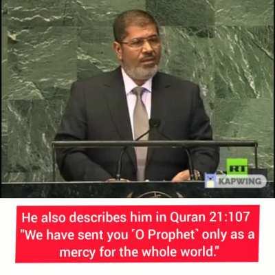 The Opening Speech of Dr. Mohamed Morsi رَحِمَهُ ٱللَّٰهُ , President of Egypt, addressesing The United Nations 2012