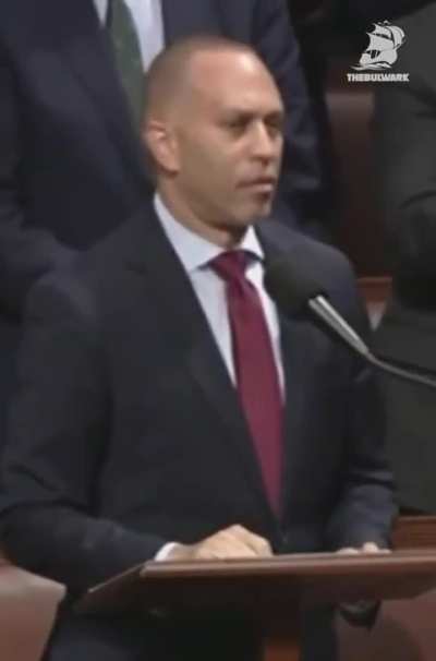 Democratic House Minority Leader Hakeem Jeffries responds after being interrupted by the Speaker Pro Tempore: “I don’t work for you, sir. I work for the American people.”