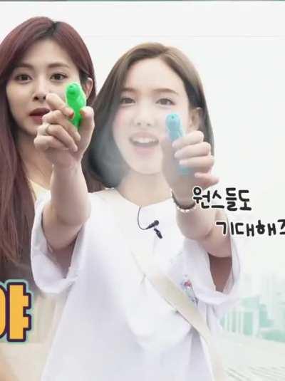 Cutie Nayeon is shocked after spraying with the water guns