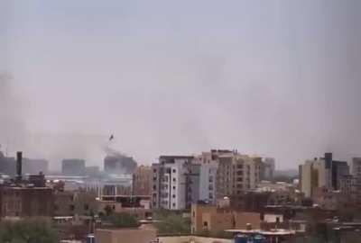 Sudan MiG-29SE flying low over the capital after clashes with RRF