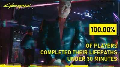 Cyberpunk By Numbers: 100% of players completed their lifepaths under 30 minutes!