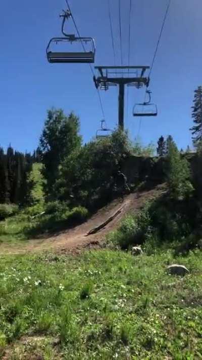 Stomping my first dh mtb drop