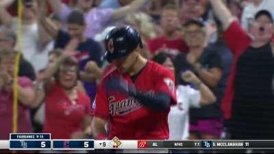 [Highlight] Steven Kwan ties the game on an rbi single in the 9th immediately after an automatic strike call