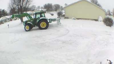 My neighbor doing all the driveways on our street just because he's a good person.