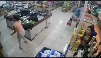 Crime hurts. Foiled robbery attempt at a store in Malaysia