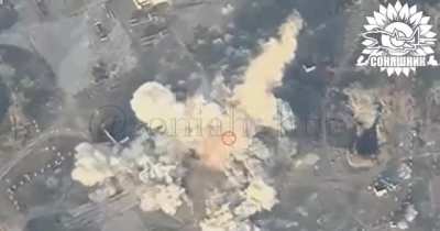 MiG-29 airstrike on the Russian GBU-62 JDAM underground command post. Oleshki, Kherson region, March 2025.