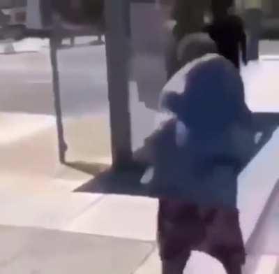 Man gets knocked out from punching the air