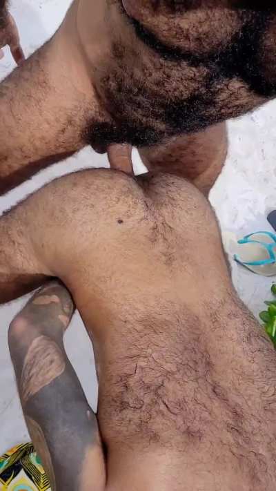 this is what happens when two hairy men meet on a nude beach