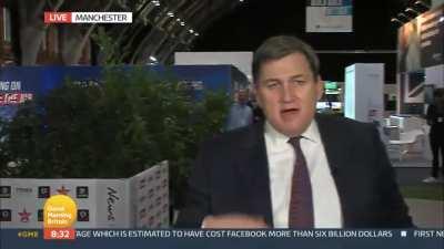 British MP claims not to know the whereabouts of the PM. Cue perfect pan from the camera man