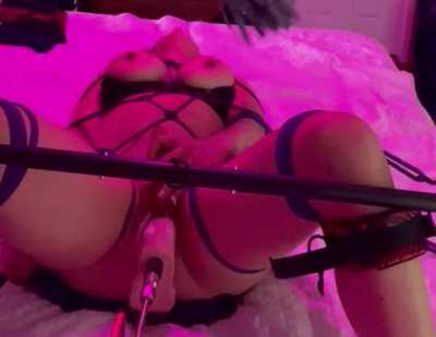 All tied up with my fucking machine!