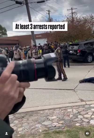 Illinois State Police and Broadview PD arrested peaceful protesters on behalf of ICE outside the Broadview ICE Detention Facility today. Local and state police can be seen violently loading costumed protesters into the back of their police vans.