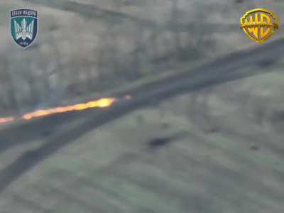 Ukrainian kamikaze drone destroys a Russian buggy carrying ammunitions near Pokrovsk. April 2025