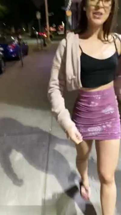 Flashing casually while talking to a friend in public