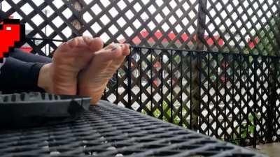 Teasing my feet on a bar patio in front of everyone!!!