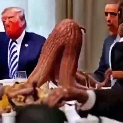 This AI video of US presidents eating octopus
