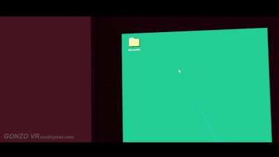 Showing off the interactive computers in our VR stealth game!