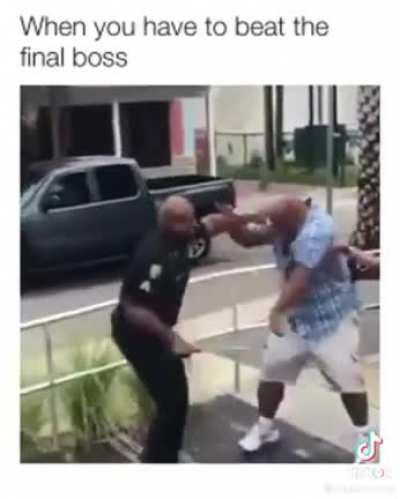 Officers repeatedly trying to take down a man