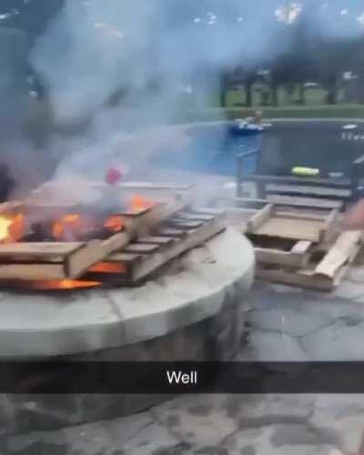 WCGW throwing a cup of gasoline on a fire